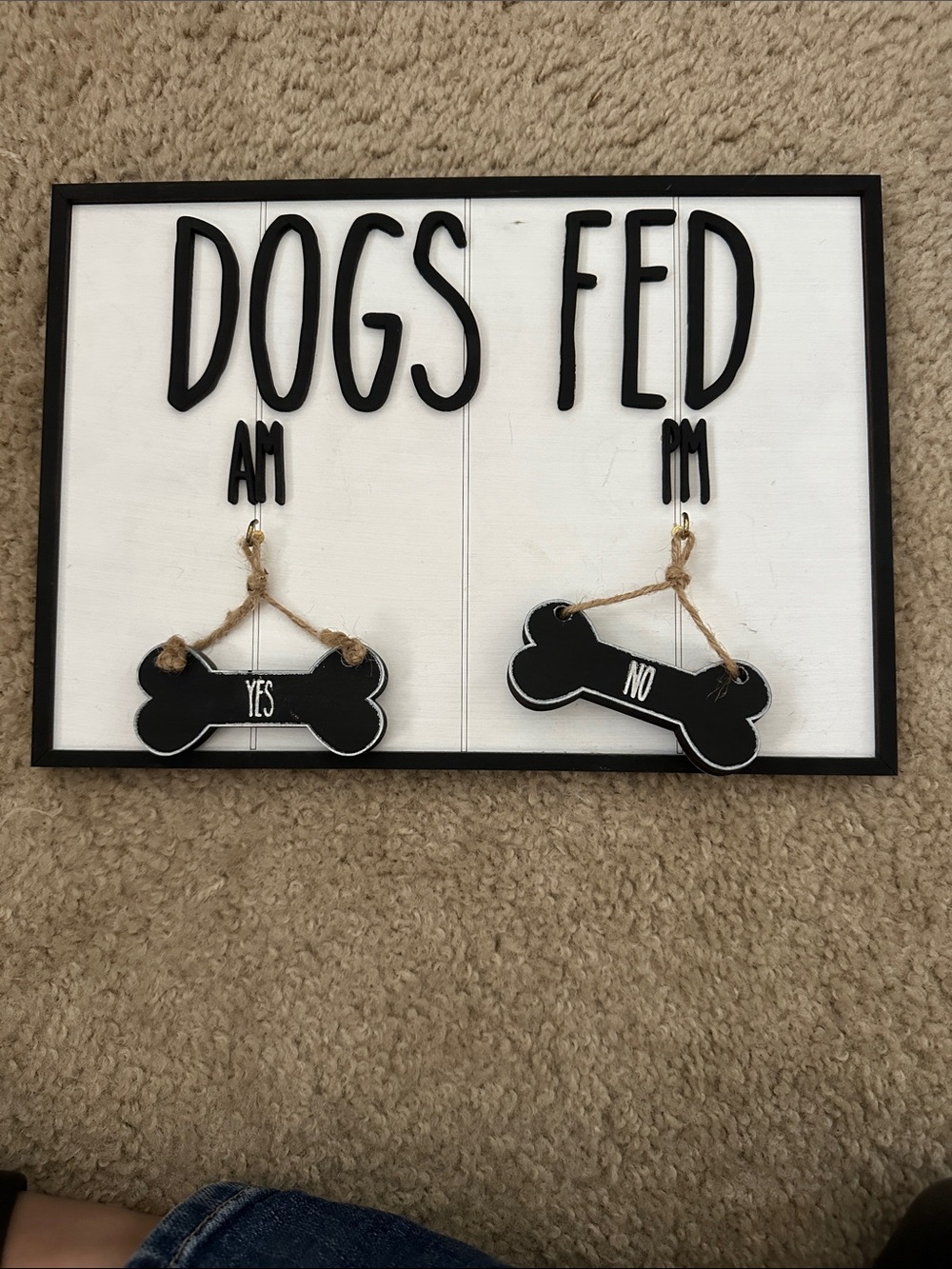 Dogs Fed Sign - Black and White Wall Plaque